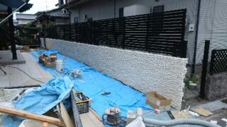 外構　タイル貼り