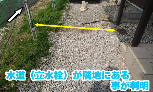水道が隣の敷地に存在していた。